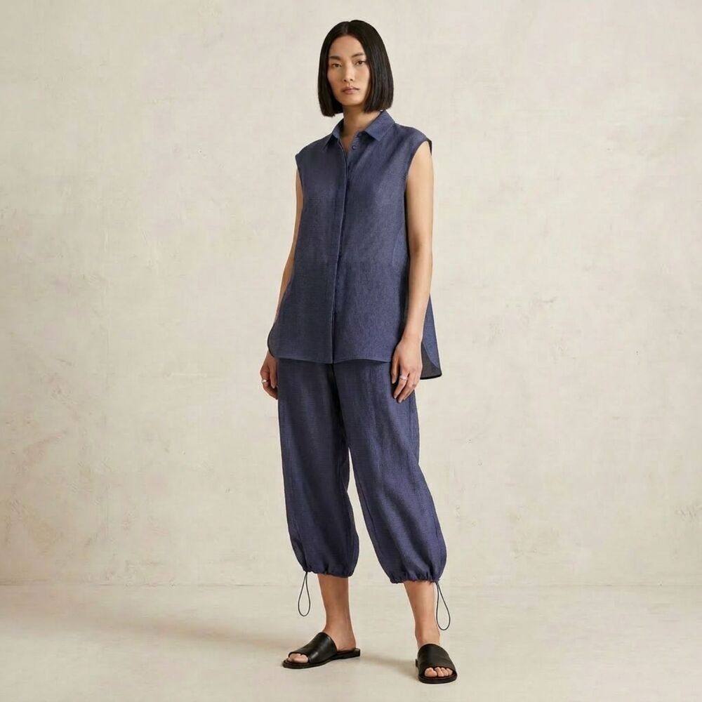 NWOT Armani Collezioni Navy Striped Linen & Silk Coord